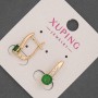 Cercei Xuping cu strasuri albe și cristal verde, diametrul 6 mm ±, lungimea 17 mm ±, placare cu aur 18K