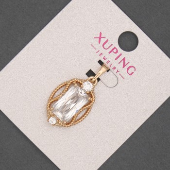 Pandantiv Xuping cu cristal alb, diametru aproximativ 14 mm, lungime 28 mm, placare cu aur 18K