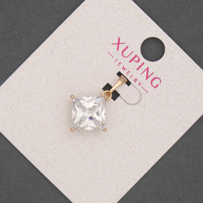 Pandantiv Xuping cu cristal alb, diametrul 14 mm, lungimea 21 mm, placare cu aur 18K