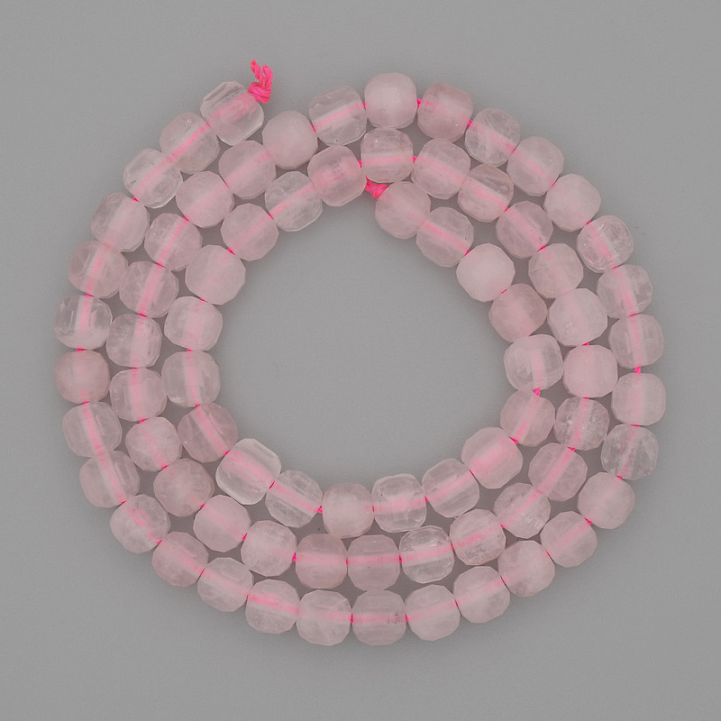 Mărgele din cuarț roz, piatră naturală, cuburi fațetate, diametru 5 mm, lungime 38 cm ±