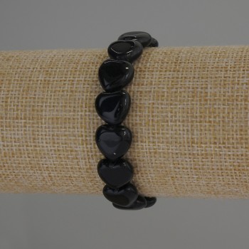 Brățară din agat, piatră naturală în formă de inimă, diametrul 12x12 mm, lungime 18 cm, extensibilă