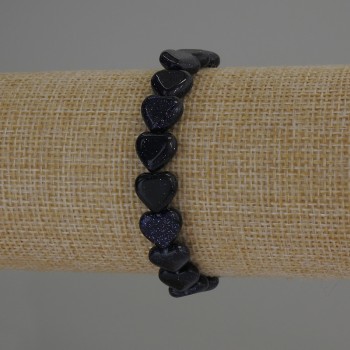 Brățară din aventurin Noaptea Cairo, inimioare, diametrul 10×10 mm, lungime 18 cm, elastică