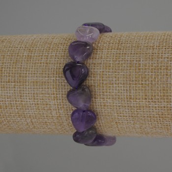 Brățară cu ametist în formă de inimă, diametrul aproximativ 12x12 mm, lungime 18 cm, elastică