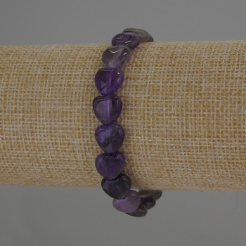 Brățară cu ametist în formă de inimă, diametrul 10×10 mm, lungimea 18 cm, elastic