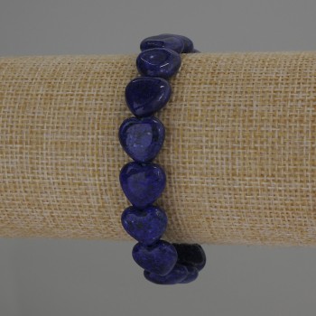 Brățară din lazurit în formă de inimă, diametrul 12×12 mm, lungime 18 cm, pe bandă elastică