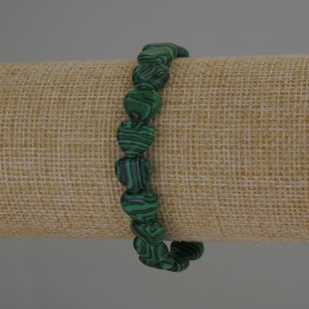 Brățară din malahit în formă de inimă, diametrul 10×10 mm, lungime 18 cm, șnur elastic