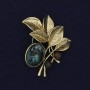 Broșă Ramură cu cabochon și mărgele, metal auriu 48×40 mm+
