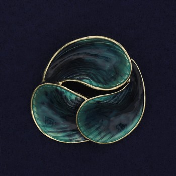 Broșă Accent cu email verde 44 mm+