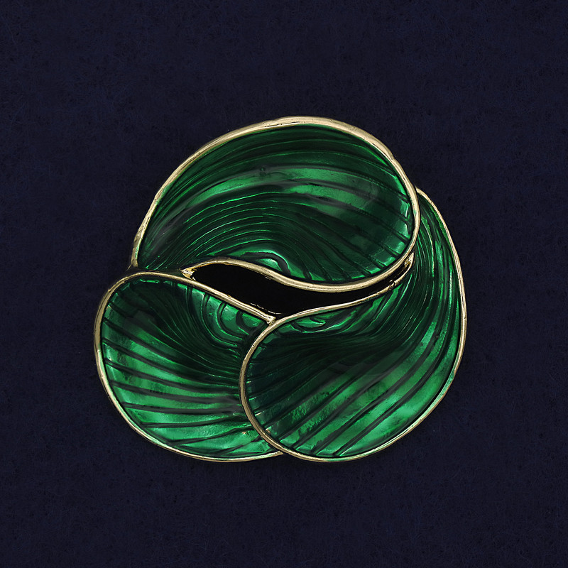 Broșă Accent email verde metal auriu 44 mm+