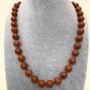 Colier din jasper roșu, bile netede, diametru de aproximativ 10 mm, lungime de aproximativ 45 cm, cu închizător