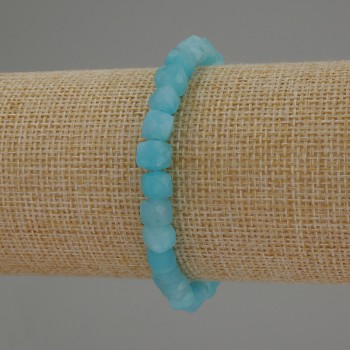 Brățară din acvamarin, cuburi fațetate, diametrul 6 mm, lungime 18 cm, elastică