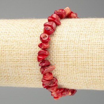 Brățară din granule de coral, diametrul 6x3 mm, lungime 18 cm (elastic)