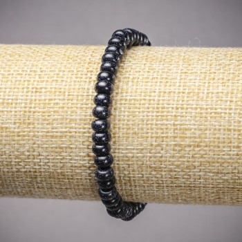 Brățară pe elastic Aventurin Nisip Albastru Noaptea Cairo (presat) Rondel neted, diametrul 6×4 mm, lungimea 18 cm