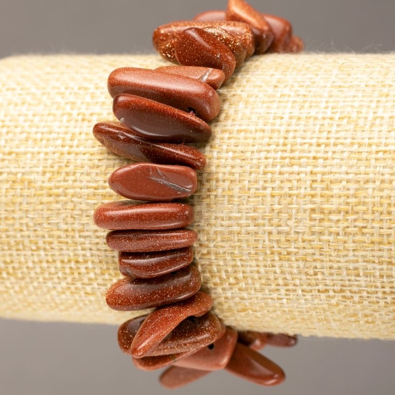 Brățară din aventurin „Nisip de Aur” fragmente în formă de ac pe elastic, Ø 14–26×4–6 mm, circumferință 18 cm