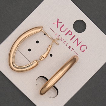 Cercei Xuping, diametru 8 mm, lungime 27 mm, placare cu aur 18K