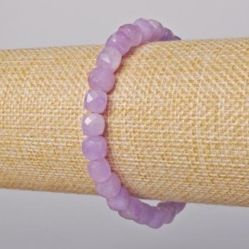 Brățară din ametist lavandă, piatră naturală tăiată în cuburi, diametrul 8 mm, lungime 18 cm, elastică