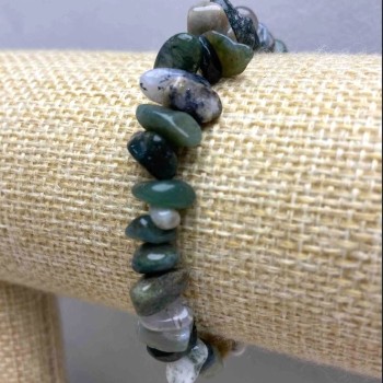 Brățară din agat mușchi natural – fragmente, diametrul 10x5 mm, lungime 18 cm, elastică
