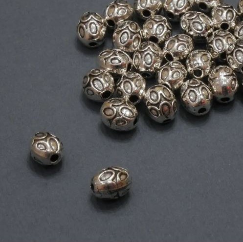 Mărgea-inserație pentru bijuterii, diametru aproximativ 5,5×7 mm, gaură aproximativă 1,5 mm, ambalaj 20 g, 28 bucăți (±)