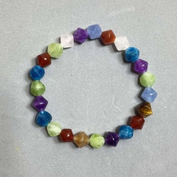 Brățară asortată, fațetată în rombi, 8×8 mm, lungime 18 cm (elastic)
