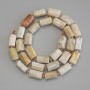 Mărgele din coral fosilizat, tăiate cu fațete, diametrul 12×7–8 mm, cu mărgele de 3 mm, lungime 39 cm, pe șnur