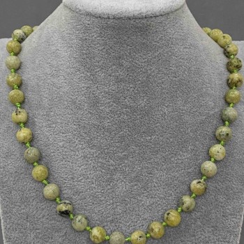 Colier din turcoaz galben natural, piatră naturală, bile lucioase, diametrul 8,5 mm, lungime 50 cm