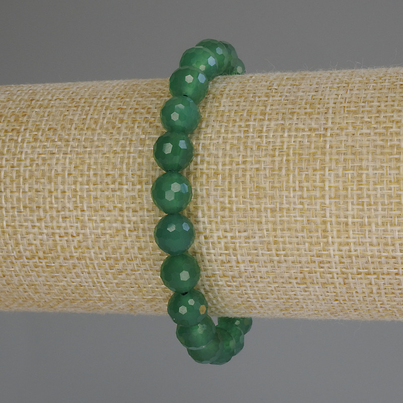Brățară din crizopraz, mărgele cu fațete, diametrul 8 mm, lungime 18 cm (elastic)