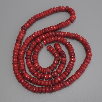 Mărgele coral rondel, diametrul 8×3–4,5 mm, lungime 80 cm, pe șnur