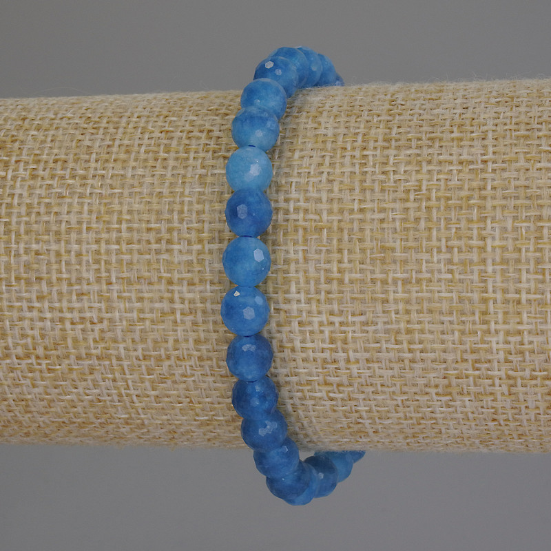 Brățară din apatit facetat, mărgele de 6 mm, lungime 18 cm, pe elastic