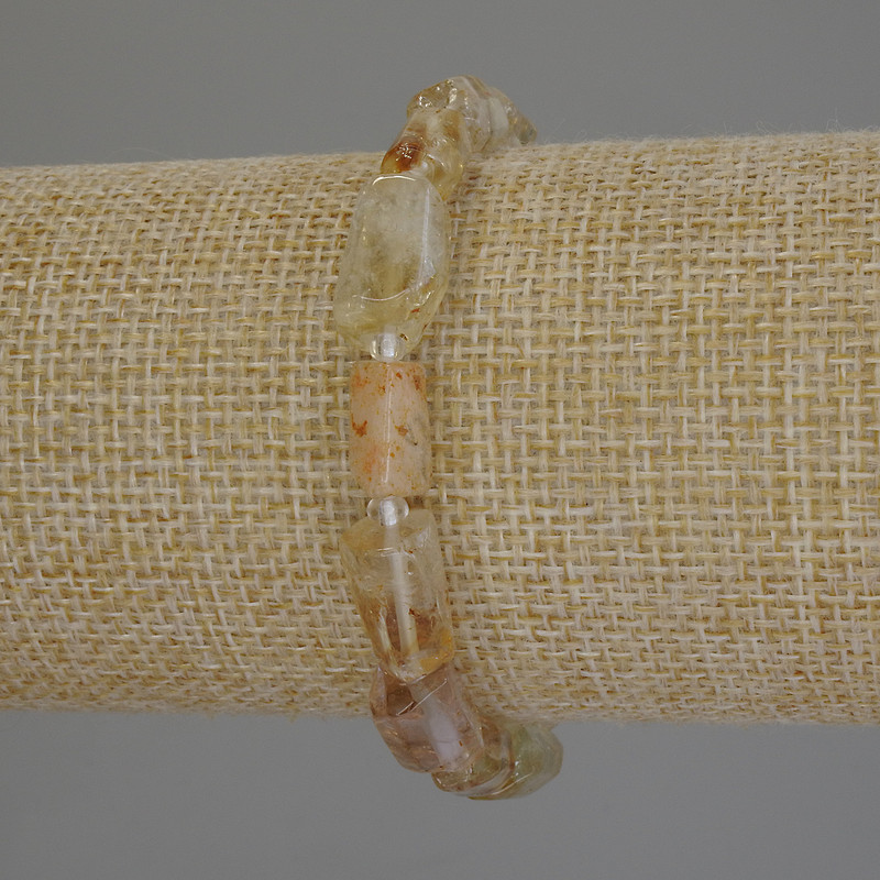 Brățară din citrin, fațetată, diametrul 10-13×8 mm, lungime 18 cm, extensibilă