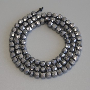Mărgele terahertz cub fațetat, diametrul 4×4 mm, lungimea 39 cm, pe șnur