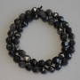 Mărgele din obsidian argintiu, multifacetate, diametrul 8×7 mm, lungime 38 cm