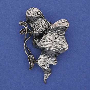 Broșă Accent cu cristale gri, metal argintiu 50×30 mm+