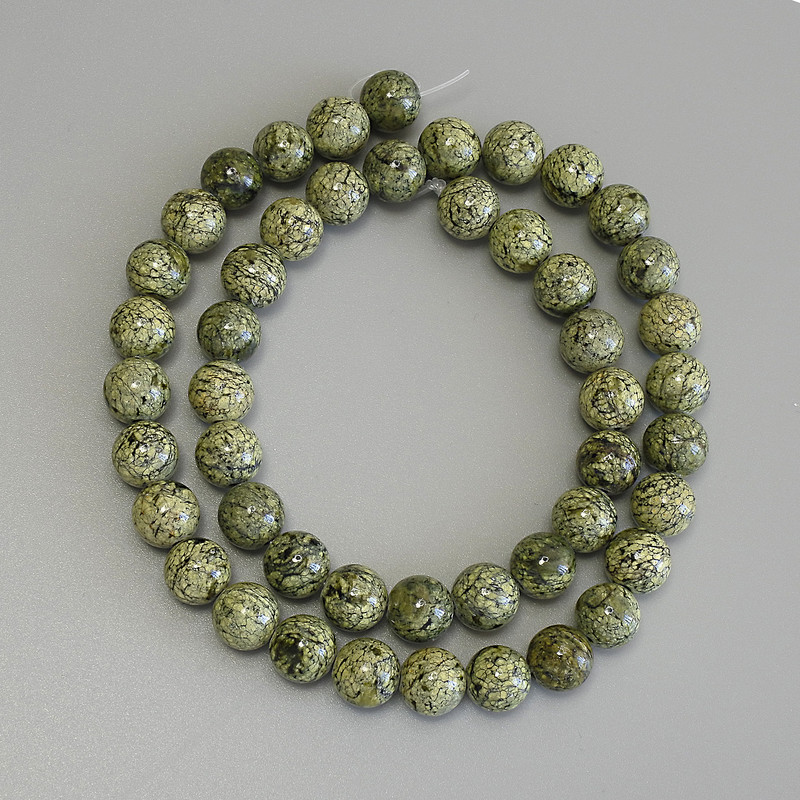 Mărgele din serpentină, formă sferică netedă, 8 mm ±, lungime 39 cm ±, pe fir