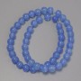 Mărgele ochi de pisică azurie, din piatră sintetică, formă sferică netedă, diametrul 8 mm, pe fir de aproximativ 37 cm