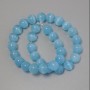 Mărgele ochi de pisică albastre, din piatră sintetică, sferice, diametrul 11,5 mm, pe fir, lungime aproximativ 37 cm