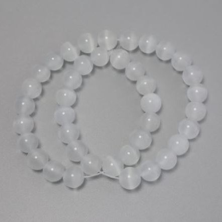 Mărgele gri 'ochi de pisică' sintetice, bile netede, diametrul 7,5 mm, pe fir, lungime 35 cm+