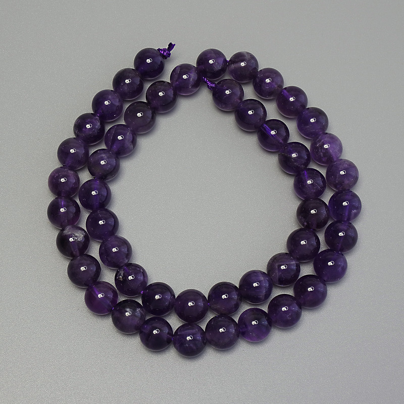 Mărgele de ametist, bilă netedă, diametru 8 mm, pe șnur, lungime 39 cm ±