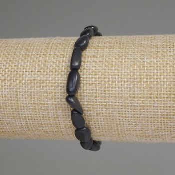 Brățară din șungit, mărgele facetate, diametru 8-12×7 mm, lungime 18 cm, pe elastic