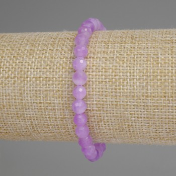 Brățară din ametist lavandă, mărgele tăiate, diametrul de 6 mm, lungime aproximativă 18 cm, pe bază elast ică