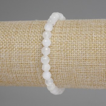 Brățară din cristal de munte, mărgele facetate de 6 mm, lungime 18 cm, pe elastic