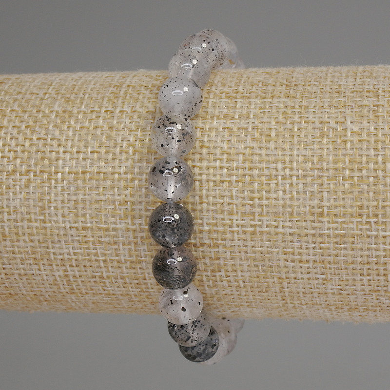 Brățară din cuarț Herkimer – cuarț diamantat, bile lucioase rotunde de 8 mm, lungime 18 cm, elastică