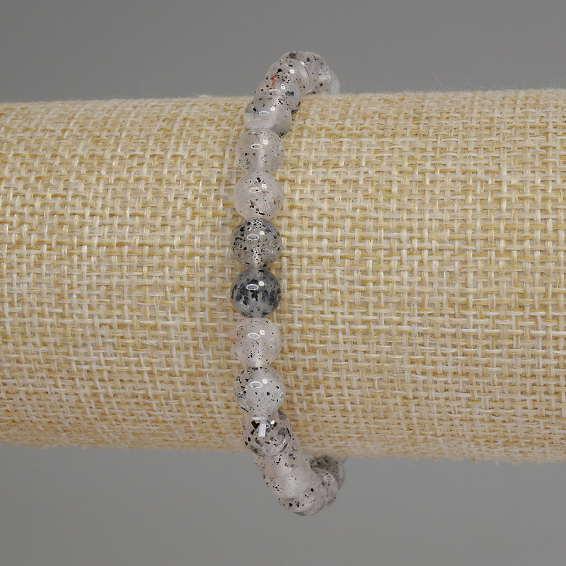 Brățară din cuarț Herkimer diamant, mărgele netede de 6 mm, lungime 18 cm, elastică
