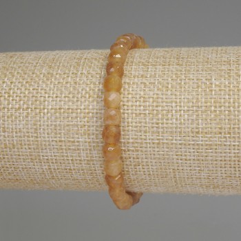 Brățară din citrin facetat cuburi, diametru aproximativ 5,5 mm, lungime 18 cm, bază elastică