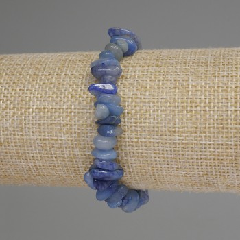 Brățară din aventurin albastru, fragmente mici de aventurin, diametrul 5–8×3–5 mm, lungime 18 cm, elastice