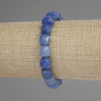 Brățară din aventurin albastru, cuburi tăiate, diametru 9 mm, lungime 18 cm, pe bază elastică