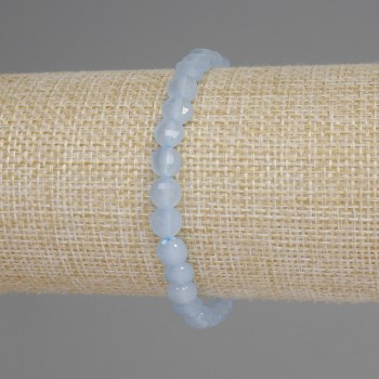 Браслет Аквамарин гранована монетка, діаметр 6мм+-, довжина 18см+- стрейч