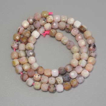 Mărgele de opal cu fațete, cuburi de 5x5 mm, lungime aproximativă 39 cm, pe șnur