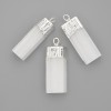 Pandantiv din selenit natural neprelucrat, 30x12 mm, lungime aprox. 33 mm, metal argintiu
