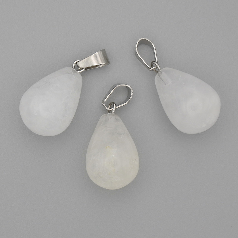 Pandantiv picătură din cristal de munte, 19x13 mm ±, lungime 29 mm ±