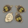 Pandantiv «Soare pe o frunză», email galben, metal auriu, diametrul 14×22 mm, ambalaj 4 buc.